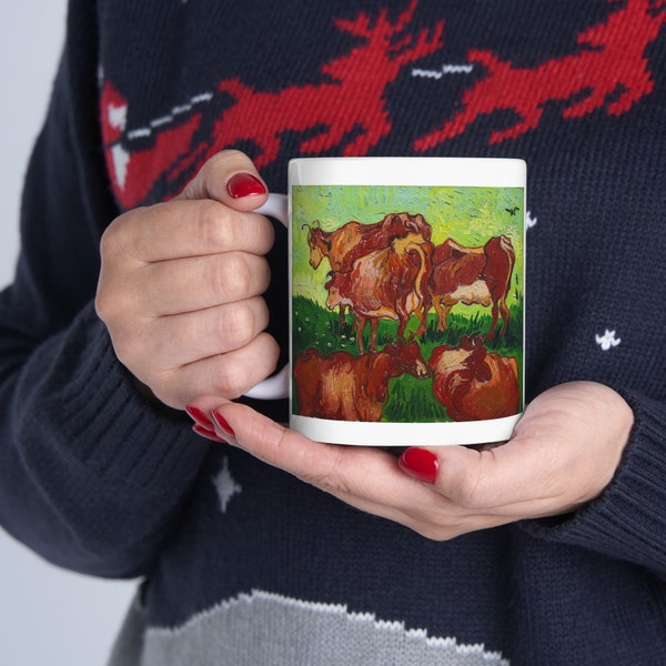 Cows, Coffee Mug. 'Les Vaches' by Vincent Van Gogh. Ceramic Mug, (11oz, 15oz)