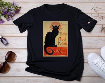 Black Cat T-Shirt: Theophile Steinlen Art Nouveau Design