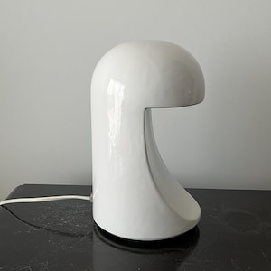 1960s Marcello Cuneo Longobarda White Ceramic Lamp – Italian Space Age Design by Gabbianelli Mid-Century Modern Sculptural Lighting (As-Is)