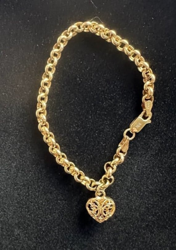 10k Yellow gold bracelet with heart charm - image 1