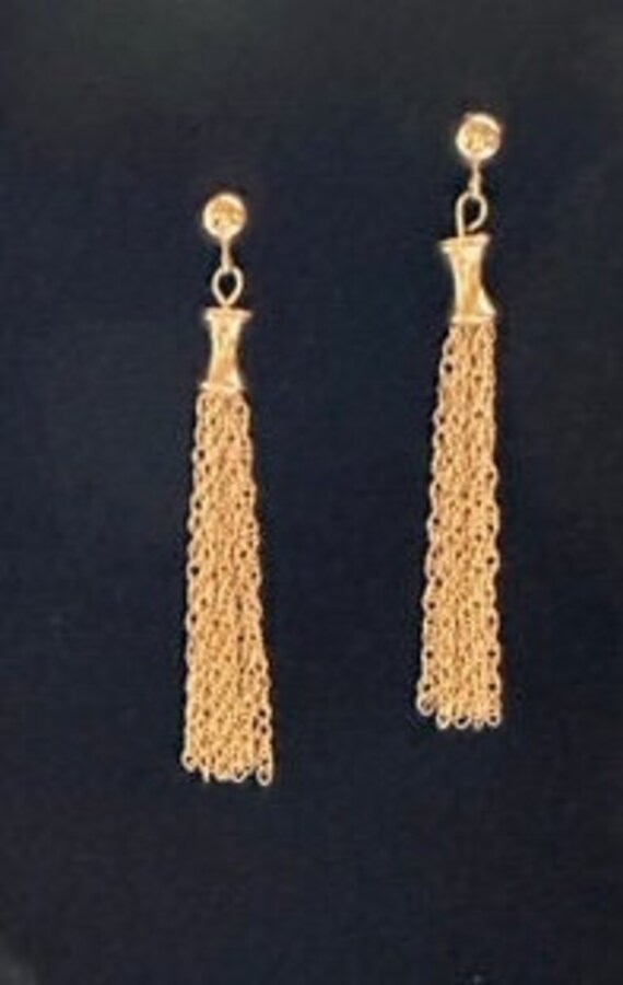 Solid 14k yellow gold fringe earrings earrings