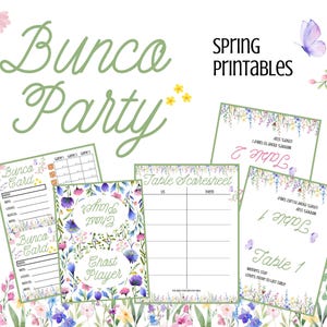 Spring Bunco Party Printables | Scorecard, Table Cards, Ghost Player Card, Tally Sheets | PDF Digital Download | March April Easter Bunco
