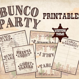 Western Cowboy Bunco Party Printables | Scorecard, Table Cards, Ghost Player Card | PDF Digital Download