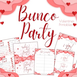 February Valentines Bunco Party Printables | Scorecard, Table Cards, Ghost Player Card, Tally Sheets | PDF Digital Download
