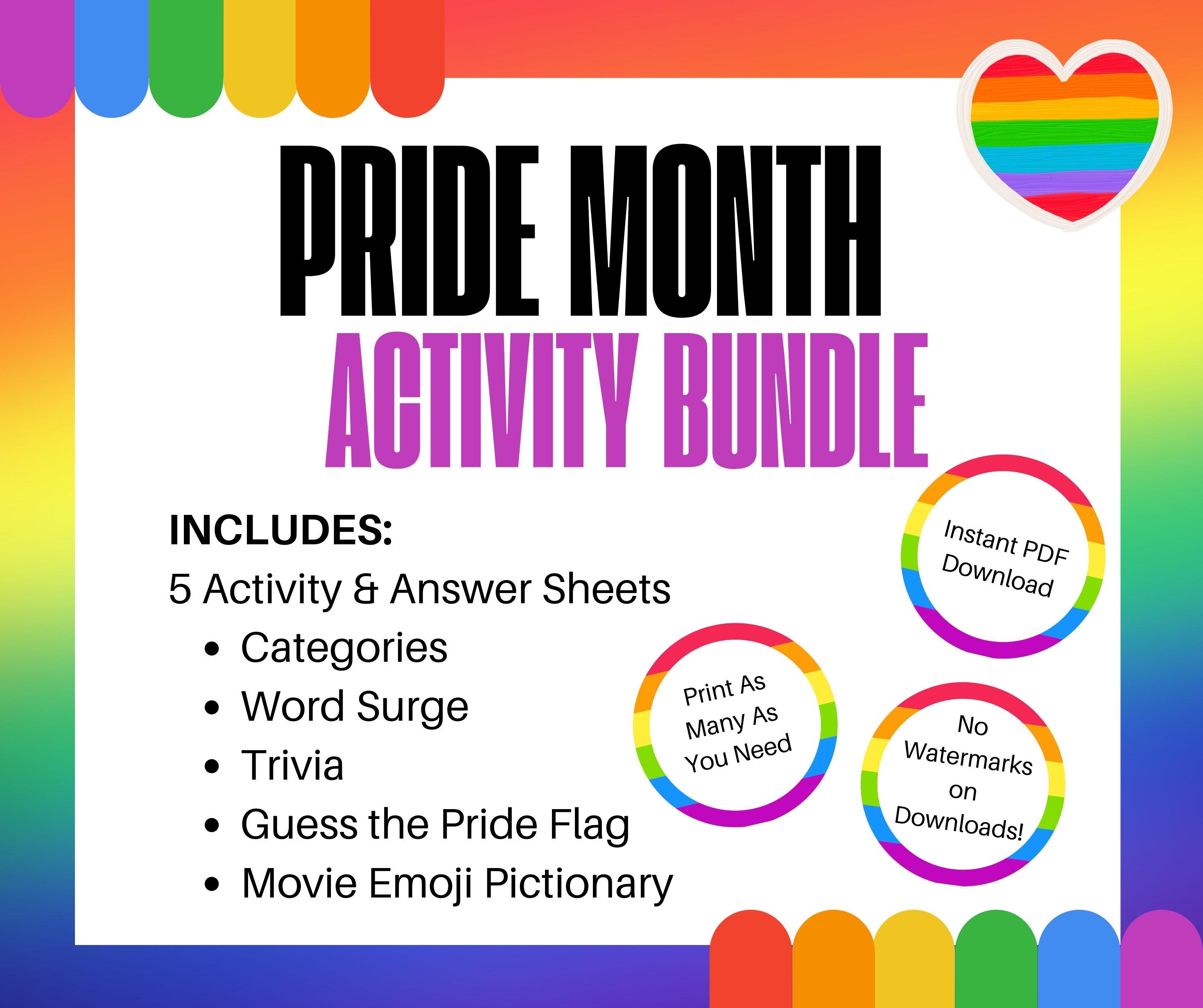 Pride Month Activity Bundle, Pride Printable Activities, Pride Party ...