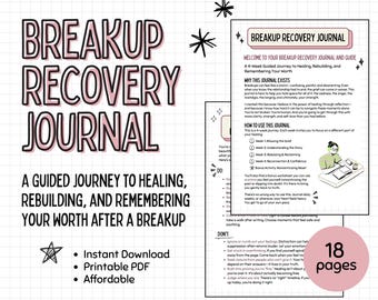 Breakup Recovery Journal Guide Workshsheets Prompts | Guided Healing & Self-Worth Workbook | Printable PDF | Instant  Download