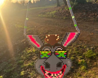 Donkey X Excision Perler / rave accessories / festival kandi / Perler Necklace / rave Perler / excision Perler /dj Perler / Shrek Perler