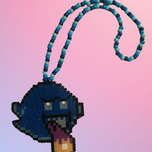 Mario Boo Perler / rave accessories / festival accessories / Perler Necklace / rave Perler / Boo King / Blue Boo Perler / Glow in the dark