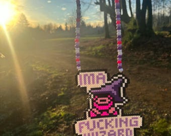 Soy un mago Perler / accesorios rave / festival kandi / Perler Necklace / rave Perler / escision Perler /dj Perler / Funny Kandi