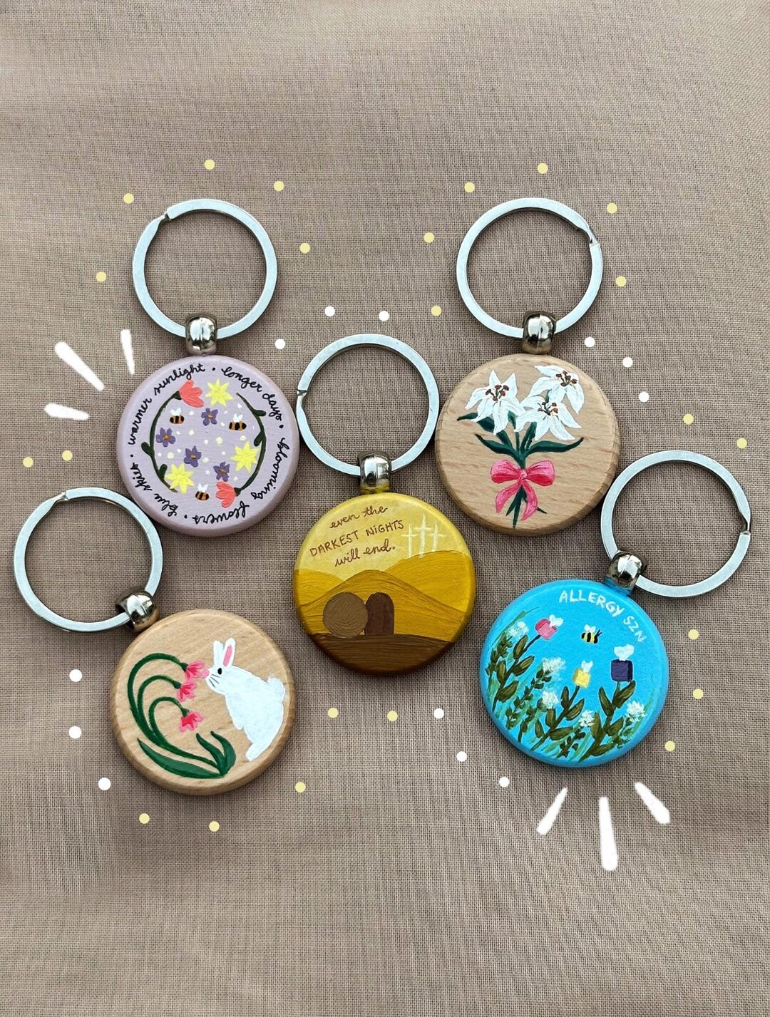 Spring Keychain Collection | Assorted Hand-painted Keychains - Etsy