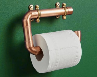 Porte-rouleau papier toilette en cuivre | Fixé au mur | Industriel