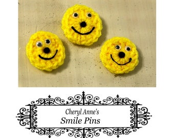 Crocheting Tutorial for Smile Pins by cheryl anne Skill level easy fun crochet project