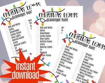 Christmas Lights Scavenger Hunt DIGITAL DOWNLOAD - PRINTABLE