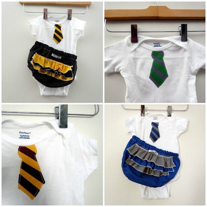 Wizard School Uniform ruffle or plain diaper covers gift set image 5