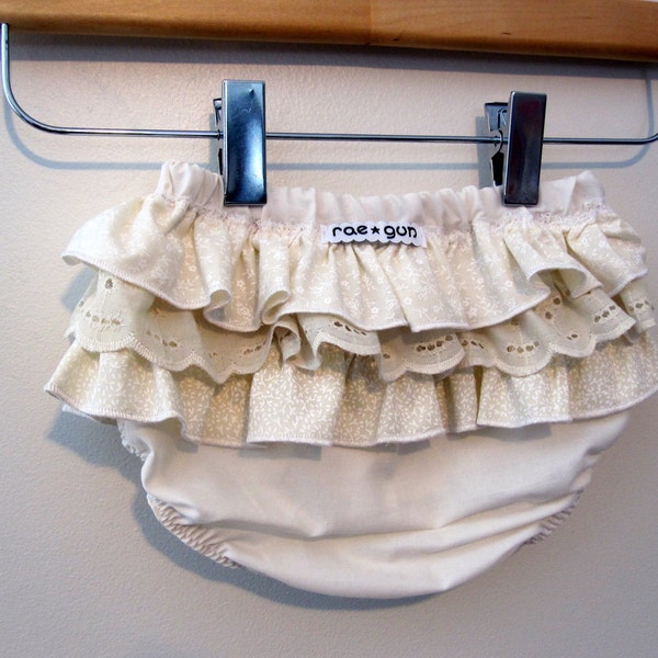 Ivory - wrap around - ruffle diaper covers - bloomers - baby - toddler - girl - clothing - rae gun -