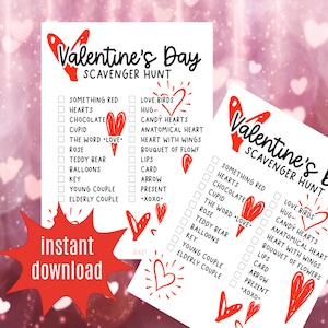 Valentine&#39;s Day Scavenger Hunt DIGITAL DOWNLOAD - PRINTABLE