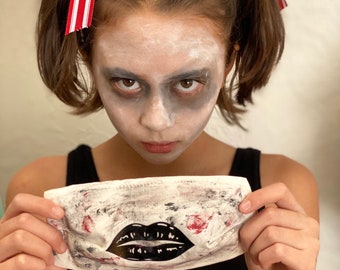 Zombie ansiktsmask - Ansiktsskydd för vuxna - Tygmask för barn