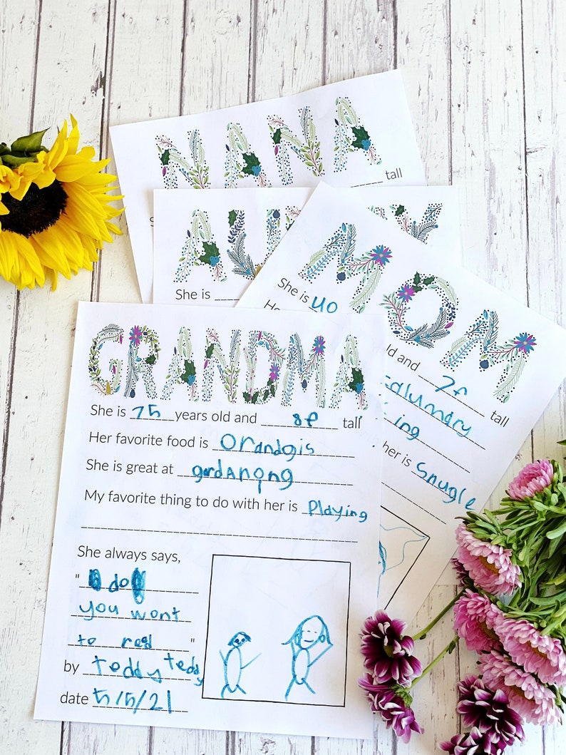 Mother's Day Questionnaire Mom Grandma Nana Aunty DIGITAL DOWNLOAD image 3