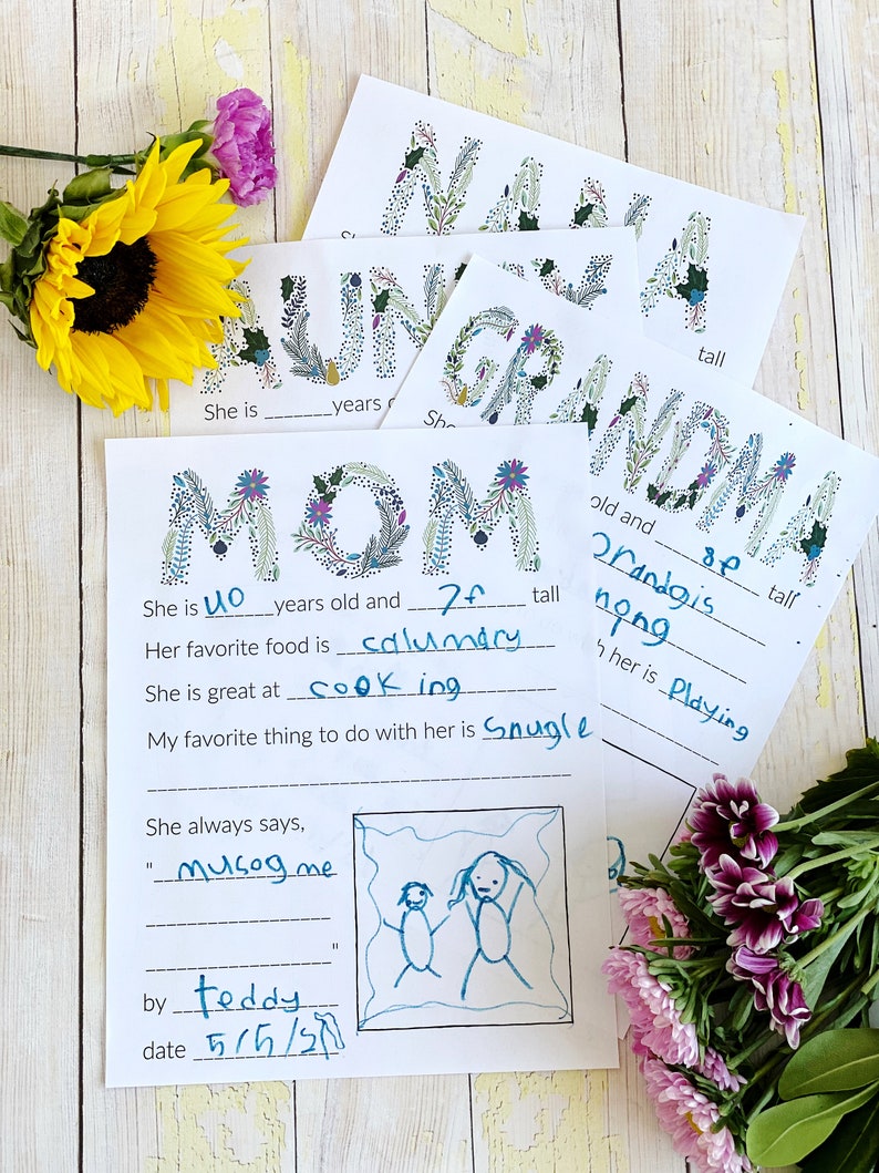 Mother's Day Questionnaire Mom Grandma Nana Aunty DIGITAL DOWNLOAD image 1