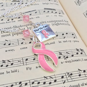 Breast Cancer Awareness bookmark, Pink ribbon crystal chain bookmark, Survivor gift, Pink ribbon bookmark, charm bookmark, gift for her image 2