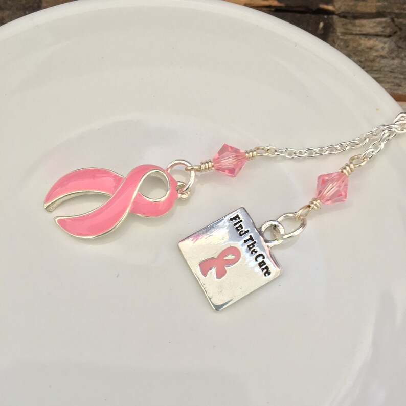 Breast Cancer Awareness bookmark, Pink ribbon crystal chain bookmark, Survivor gift, Pink ribbon bookmark, charm bookmark, gift for her image 4