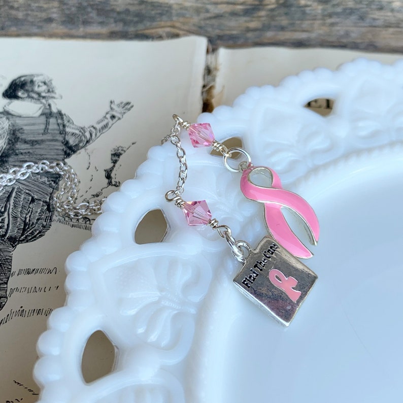 Breast Cancer Awareness bookmark, Pink ribbon crystal chain bookmark, Survivor gift, Pink ribbon bookmark, charm bookmark, gift for her image 9