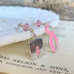 Breast Cancer Awareness bookmark, Pink ribbon crystal chain bookmark, Survivor gift, Pink ribbon bookmark, charm bookmark, gift for her image 1