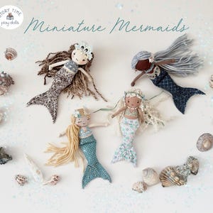 Miniatur Meerjungfrau-Puppe, Schnittmuster, Schnittmuster, PDF, Schnittmuster, Schnittmuster, DIY-Puppen, Puppenhaus, 13 cm grosse Puppen