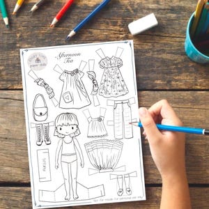 Tiffany Color In Paper Doll - DIY Kids Craft, Printable, Holiday Activity, Home School, Coloring Page, gift