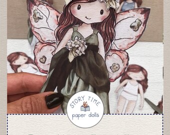 Esmeralda skogsälva pappersdocka kit: DIY-pyssel (PDF-mönster)