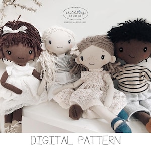 Storytime Puppenschnittmuster, 14 Inch Heirloom Stoffpuppe Kleidung PDF Download