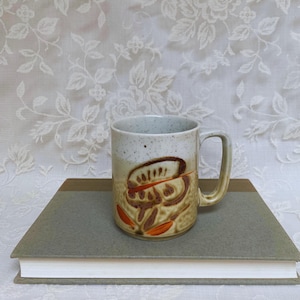 Vintage Textured Stoneware Coffee Mug - Japan, handmade, rustic, MCM, neutral colors, hostess, gift