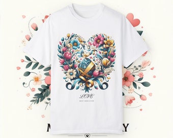Floral Mama T-Shirt, Gift For Mom camisa del día de las madres, Camisa linda de mamá, corazón floral, best mom ever, heart