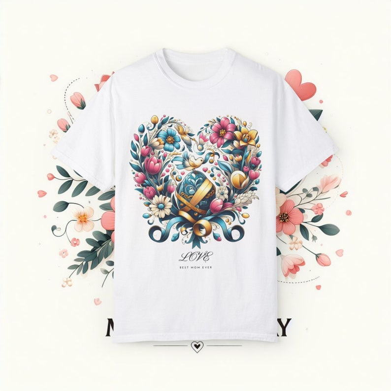 Floral Mama T-Shirt, Gift For Mom camisa del día de las madres, Camisa linda de mamá, corazón floral, best mom ever, heart zdjęcie 1