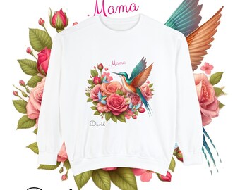 MOM Sweatshirt, mama, sudadera, Dia de la mama, moms day, gift, surprice, hummingbird, flowers,roses