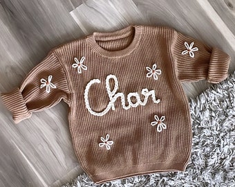 Personalized Baby Name Sweater, Embroidered Children Sweatshirt, Knit Sweater Toddler, Custom Baby Sweater with Name, Customized Baby Gifts