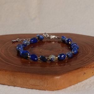 Captivating Lapis Lazuli Bracelet with Delicate Gold Accents