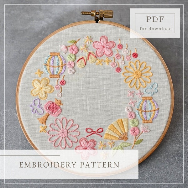 Hina Wreath embroidery pattern