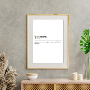 Best Friend Definition, Best Friend Appreciation Wall Art, Best Friend Gift, Best Friend Frame Wall Art, Best Friend Art,Best Friend Picture