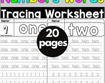 Traçage des numéros 1-20,feuille de calcul préscolaire à imprimer, Feuilles de pratique de l'écriture  , numéros traçables, pour les enfants