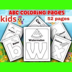 Abecedary, Alphabet Book, ABC, Alphabet, Letters- ABC Alphabet Coloring PAGES in English A-Z Coloring Sheets for Kids