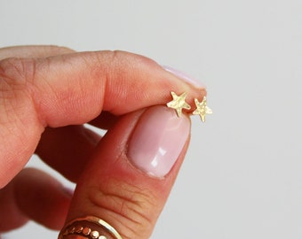 Hammered Star Studs | Simple + Minimalist Sterling Silver or Gold Filled Star Earrings For Astrology Lovers