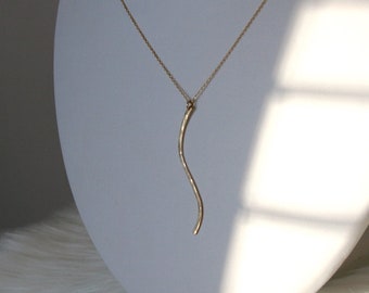 Hammered Wave Pendant Gold-Filled Necklace