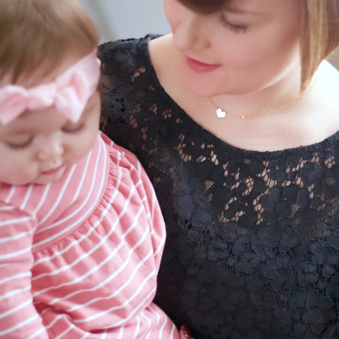 Baby Mama Necklace Gold Heart Necklace 14kt Gold Filled Etsy