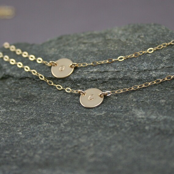 Double Strand Initial Necklace multi Strand Necklace initial Necklace two Charms Discs Necklace 14k Gold Filled Initial Necklace Etsy Canada