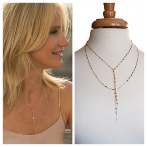 Cameron Diaz Inspired Necklace, Double Strand Lariat Necklace