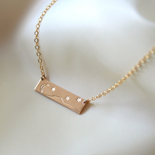 Good Night Vermont Necklace/Mount Mansfield Necklace/Vermont Necklace/Mountains Necklace/Gold Bar Necklace/Gold Bar Mount Mansfield Pendant