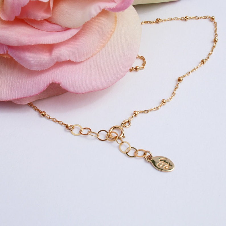 Gold Anklet Delicate Anklet Bracelet Beaded Gold Chain Etsy