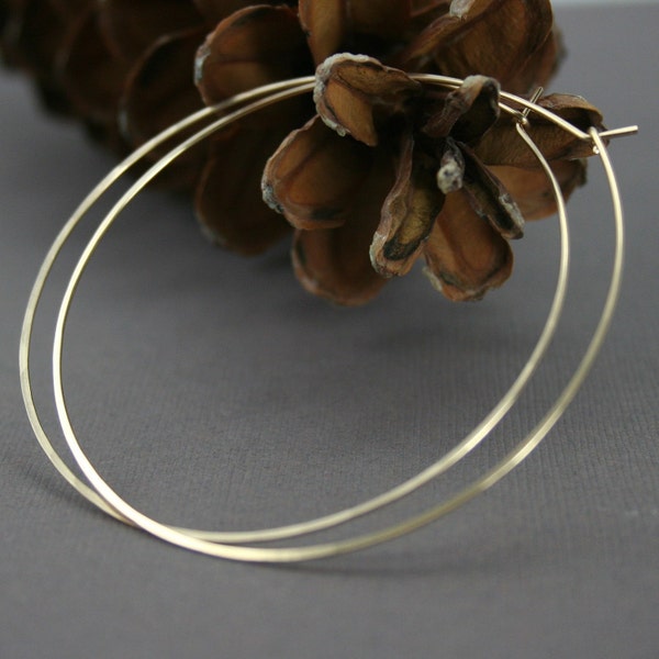 Extra Large 2.5 inch Gold Hoops - Hammered Gold Hoops, 14k Gold Filled Earrings