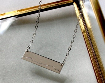 Mount Mansfield Necklace, Vermont Necklace, Mountains Necklace, Sterling Silver Bar Necklace, Gold Bar Mount Mansfield Pendant